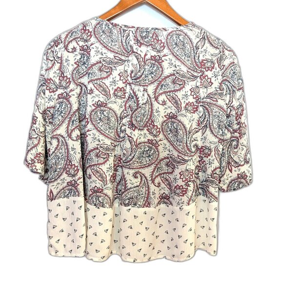 NWT Abercrombie & Fitch | Crop Peasant Paisley Boho Tassel Blouse Top | XS - Picture 4 of 10